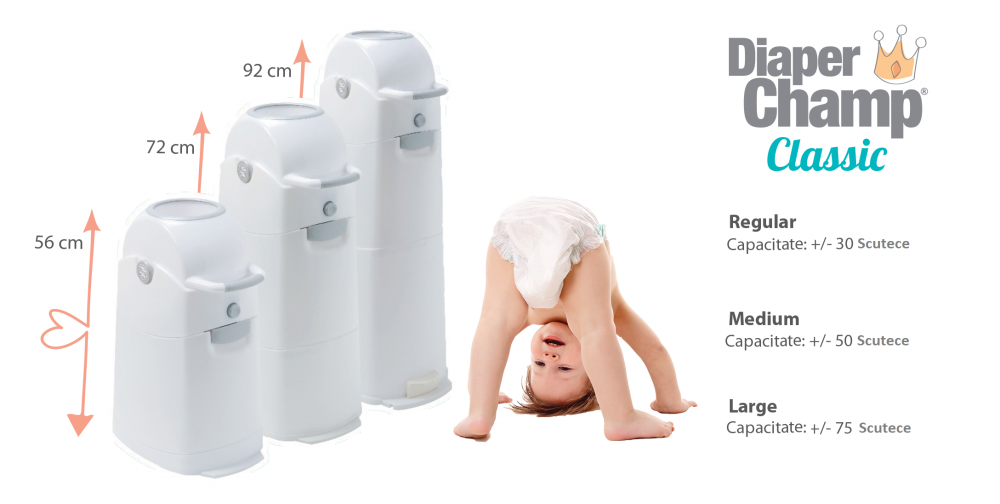 Cos ermetic pentru scutece Diaper Champ capacitate 30 scutece Regular Silver – imaginea 5
