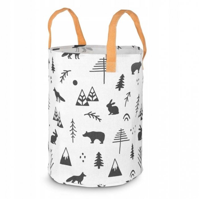 Cos din bumbac 35×45 cm pentru depozitarea hainelorjucariilor Nukido Alb