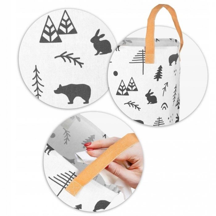 Cos din bumbac 35×45 cm pentru depozitarea hainelorjucariilor Nukido Alb – imaginea 2
