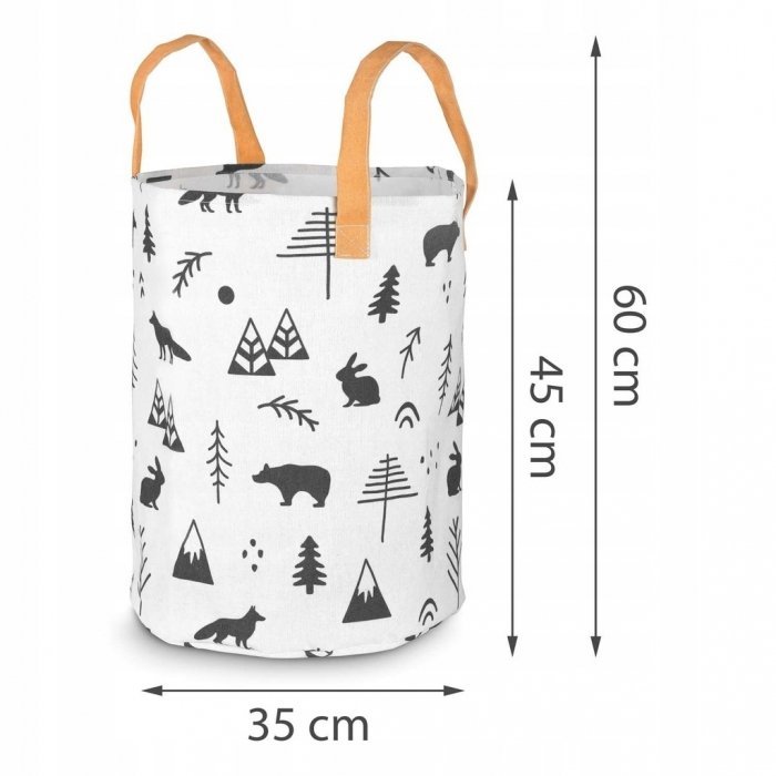 Cos din bumbac 35×45 cm pentru depozitarea hainelorjucariilor Nukido Alb – imaginea 3