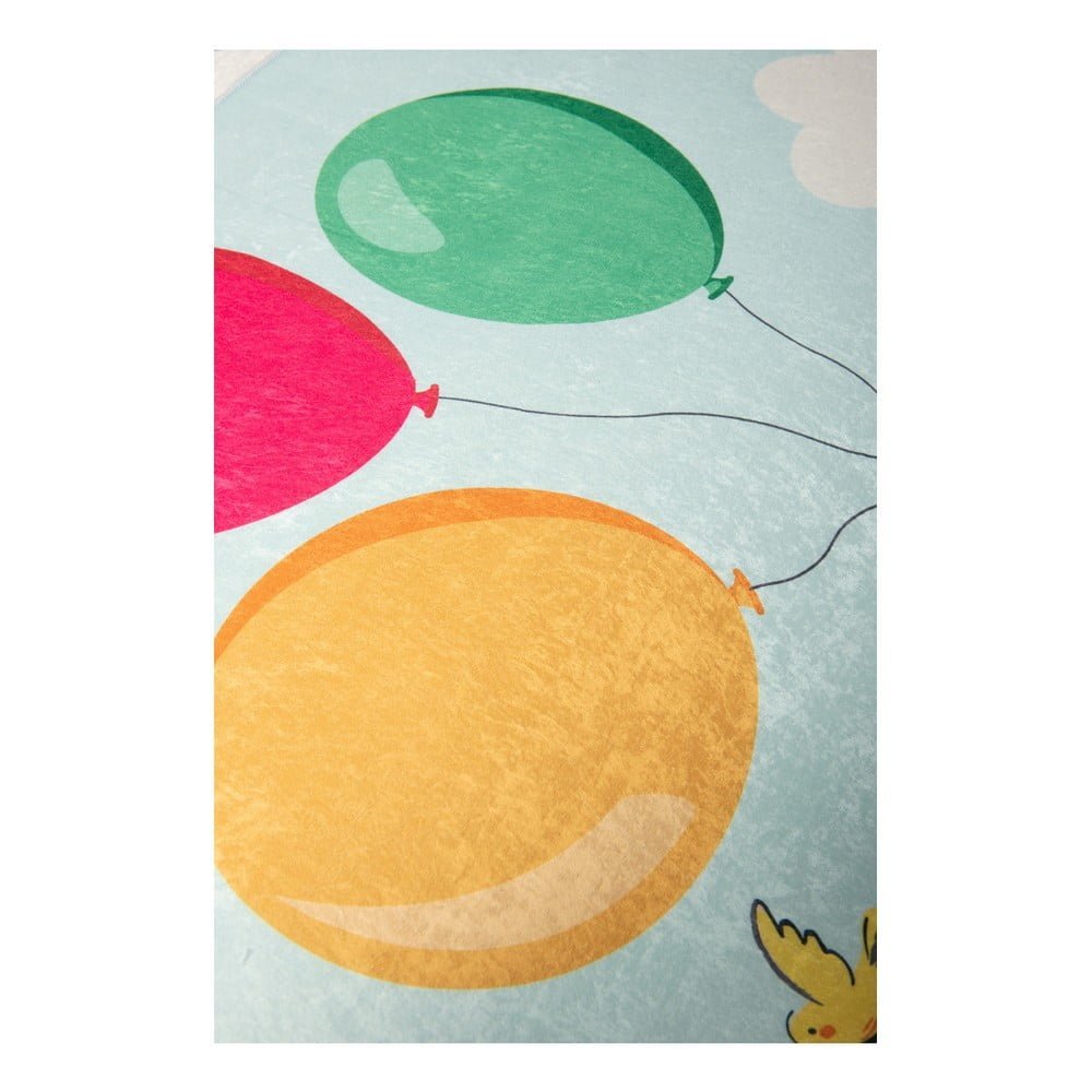 Covor antiderapant pentru copii Balloons Blue 100×150 cm
