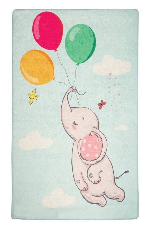 Covor antiderapant pentru copii Balloons Blue 100×150 cm – imaginea 4