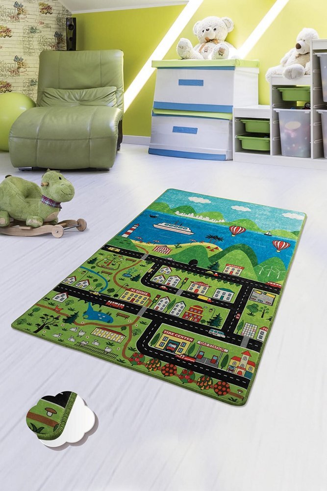 Covor antiderapant pentru copii Happy City 150×200 cm