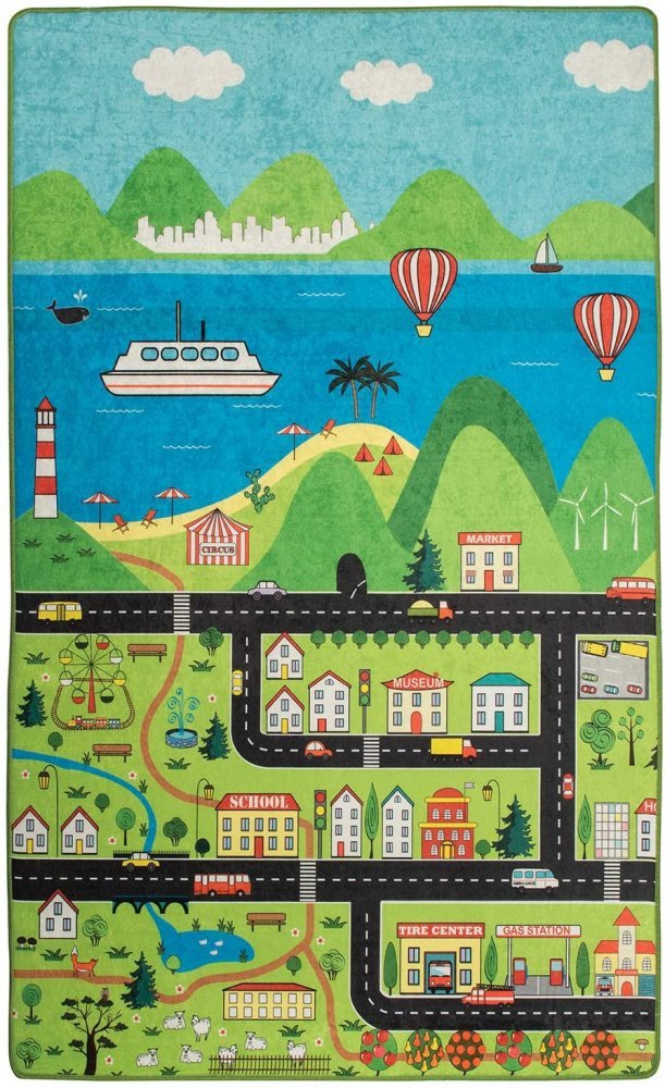 Covor antiderapant pentru copii Happy City 150×200 cm – imaginea 2