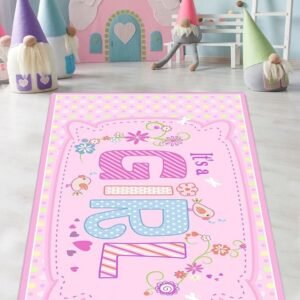 Covor antiderapant pentru copii Its a Girl 150x200 cm
