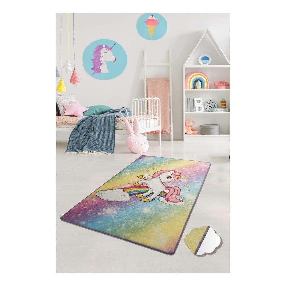 Covor antiderapant pentru copii Unicorns 100×150 cm – imaginea 3