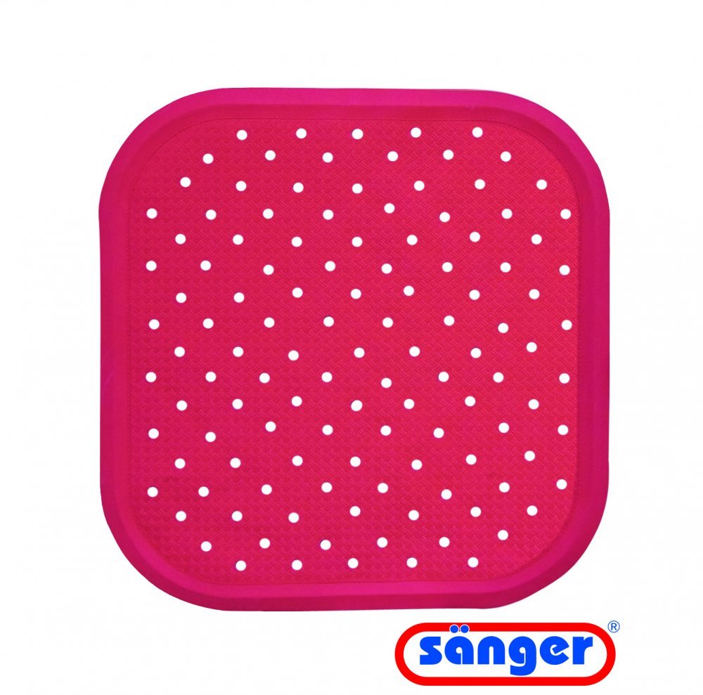 Covoras pentru dus antiderapant cu ventuze 56 x 56 cm rosu