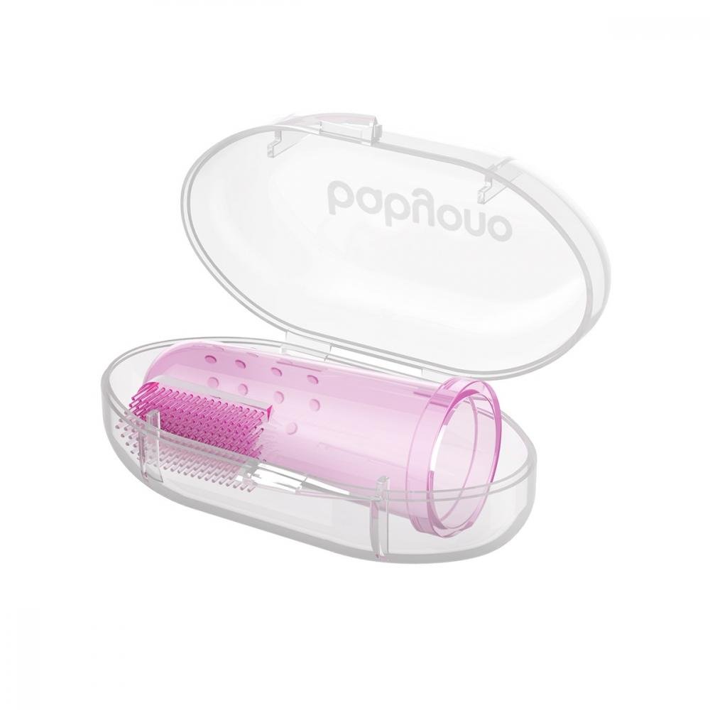 Degetar din silicon Baby Ono roz pentru masarea gingiilor – imaginea 4
