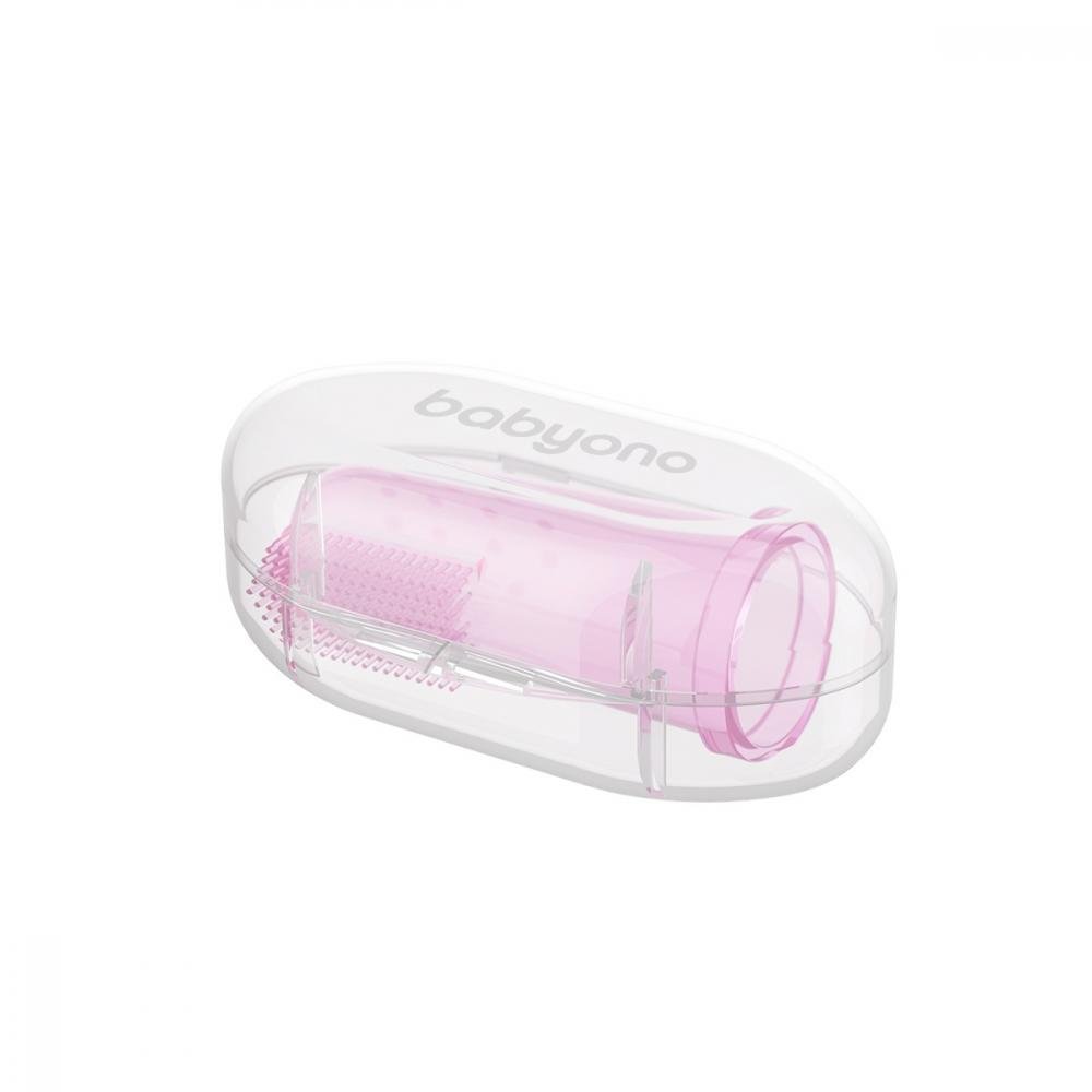 Degetar din silicon Baby Ono roz pentru masarea gingiilor – imaginea 2