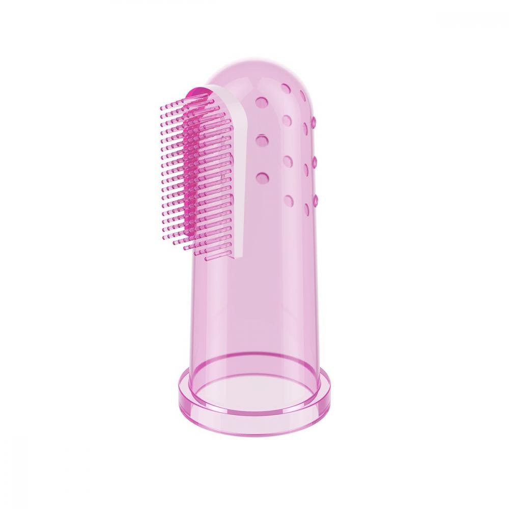 Degetar din silicon Baby Ono roz pentru masarea gingiilor – imaginea 3