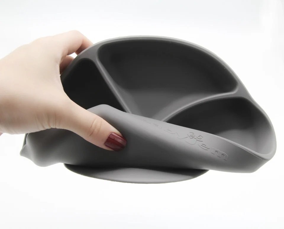 Farfurie compartimentata BabyJem din silicon cu ventuza Gri – imaginea 2