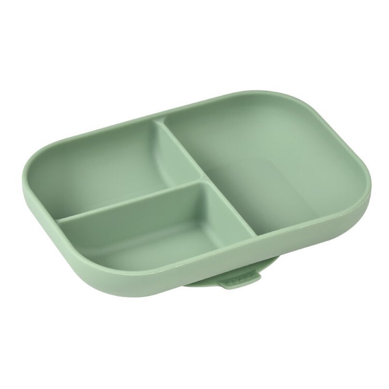 Farfurie compartimentata din silicon cu ventuza Beaba Sage Green – imaginea 2