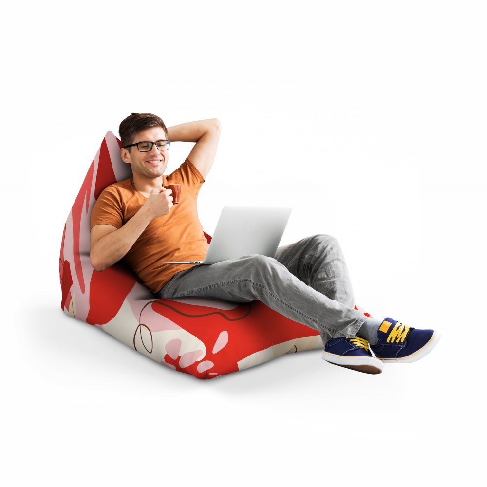 Fotoliu Puf Bean Bag tip Lounge Abstract jungle rosu – imaginea 3
