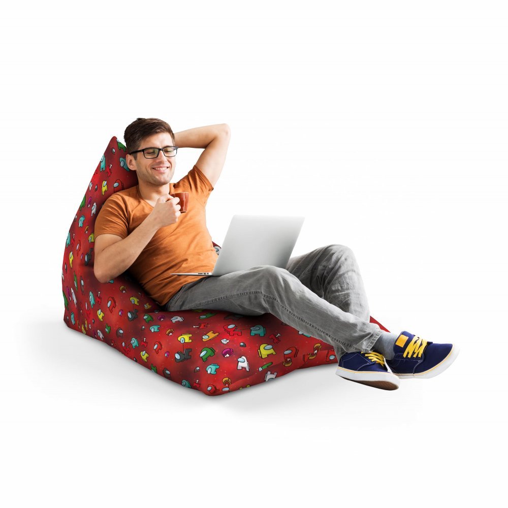 Fotoliu Puf Bean Bag tip Lounge AmongUs red – imaginea 3