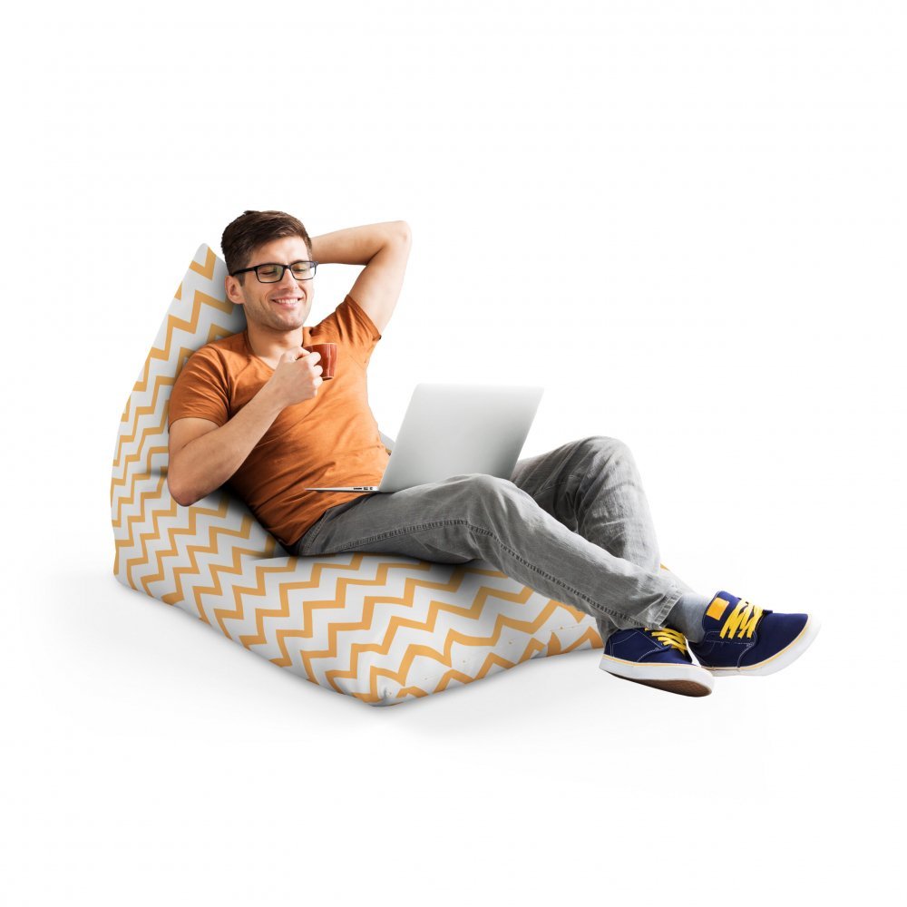 Fotoliu Puf Bean Bag tip Lounge Chevron classic orange