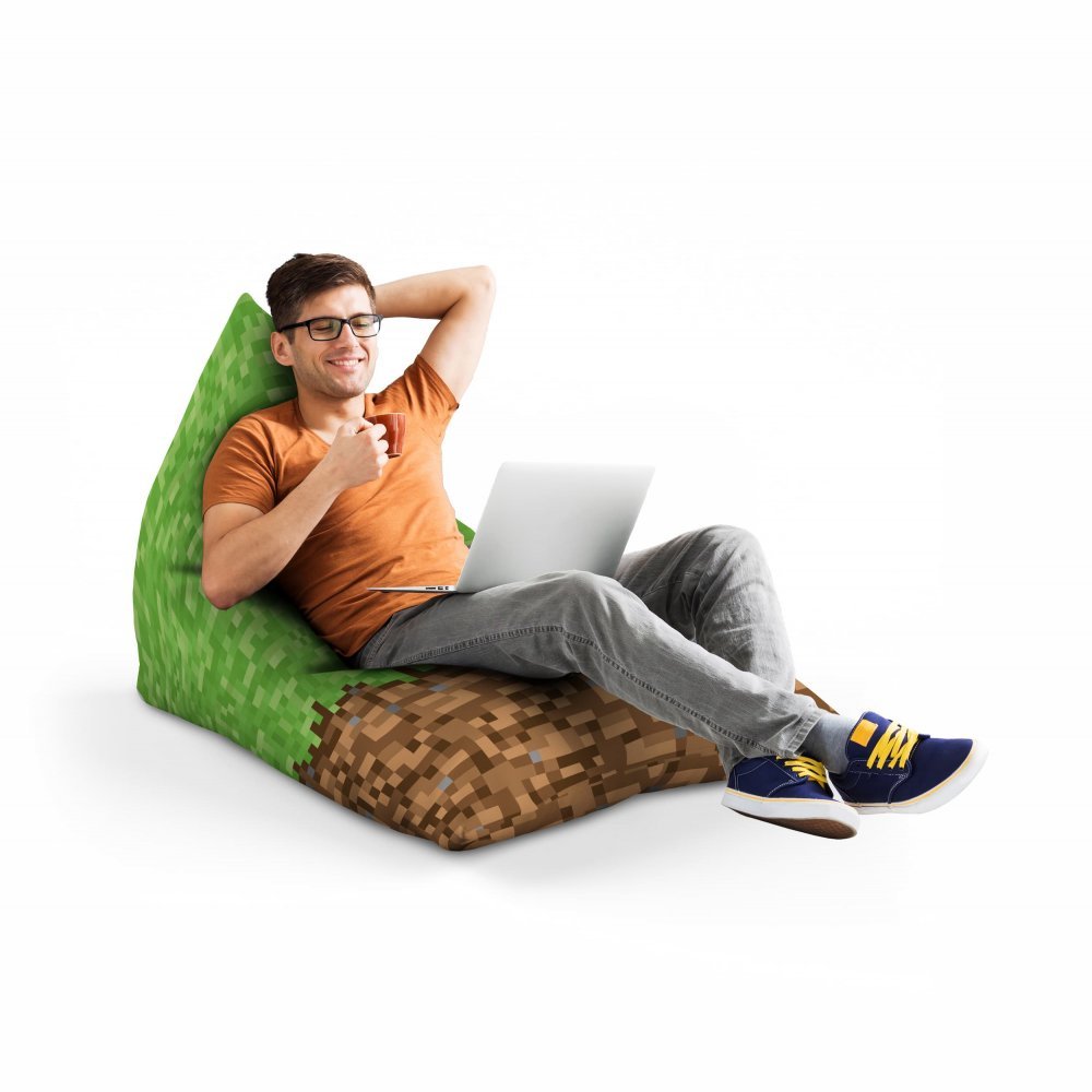 Fotoliu Puf Bean Bag tip Lounge Minecraft iarba pamant – imaginea 3