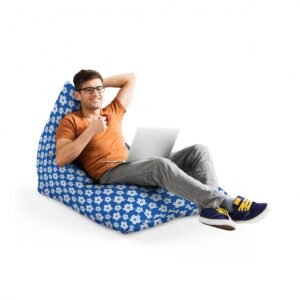 Fotoliu Puf Bean Bag tip Lounge Oriental cherry flowers blue