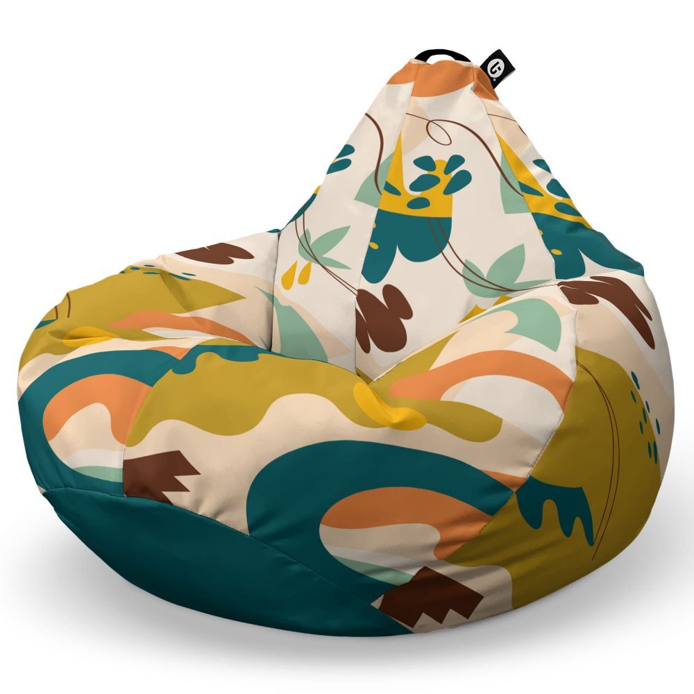 Fotoliu Puf Bean Bag tip Para L abstract jungle ocru – imaginea 5