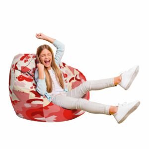 Fotoliu Puf Bean Bag tip Para L  abstract jungle rosu