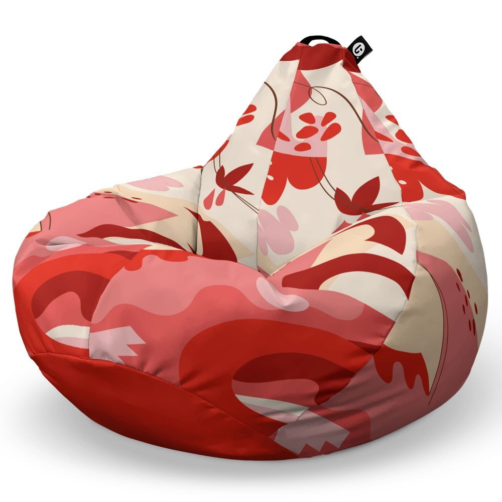 Fotoliu Puf Bean Bag tip Para L  abstract jungle rosu – imaginea 5