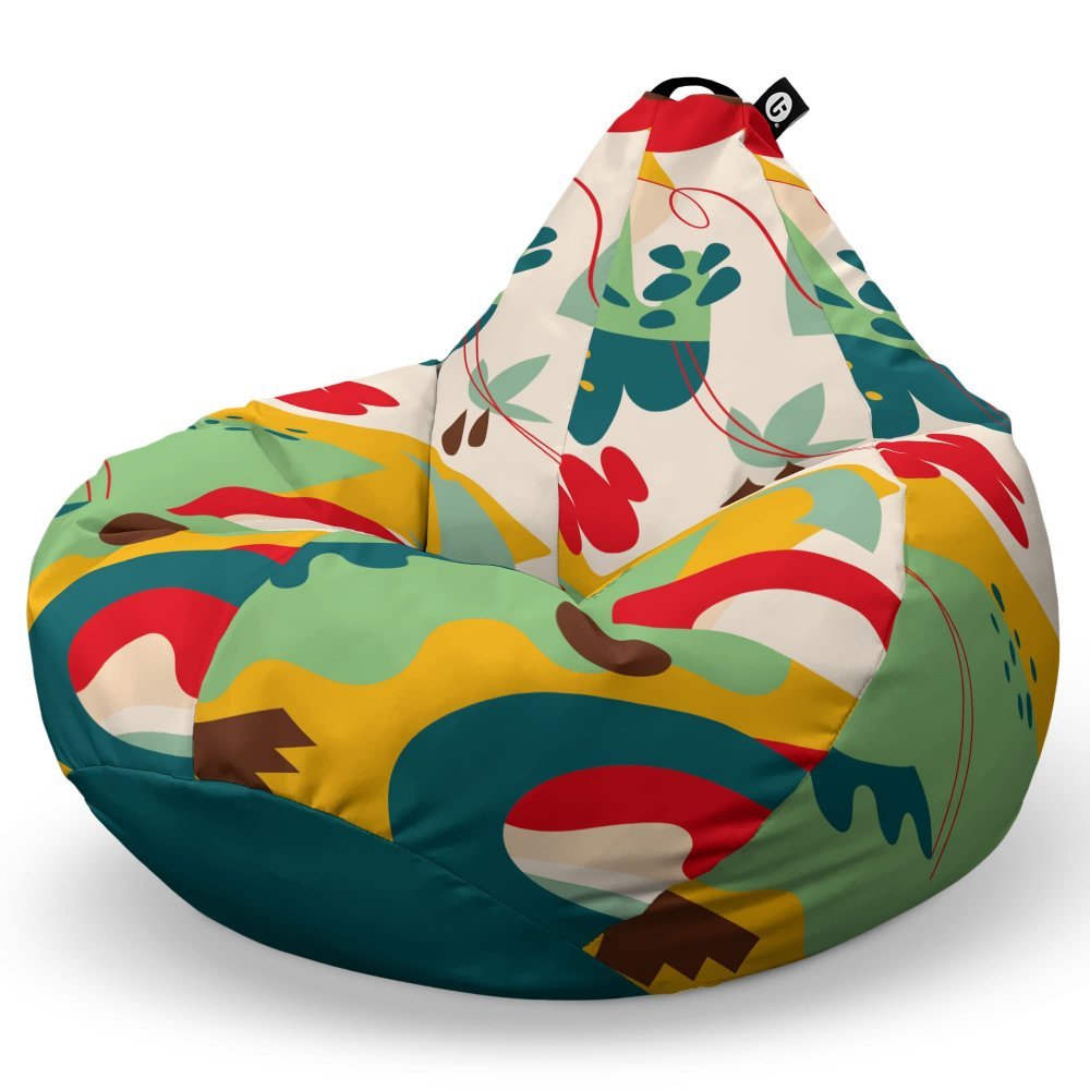 Fotoliu Puf Bean Bag tip Para L abstract jungle verde – imaginea 5