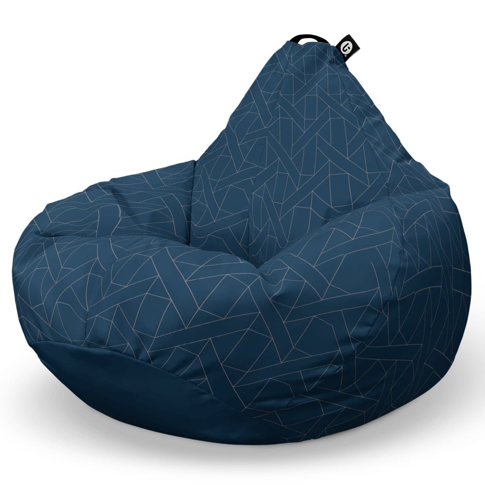 Fotoliu Puf Bean Bag tip Para L albastru inchis si linii bej – imaginea 5