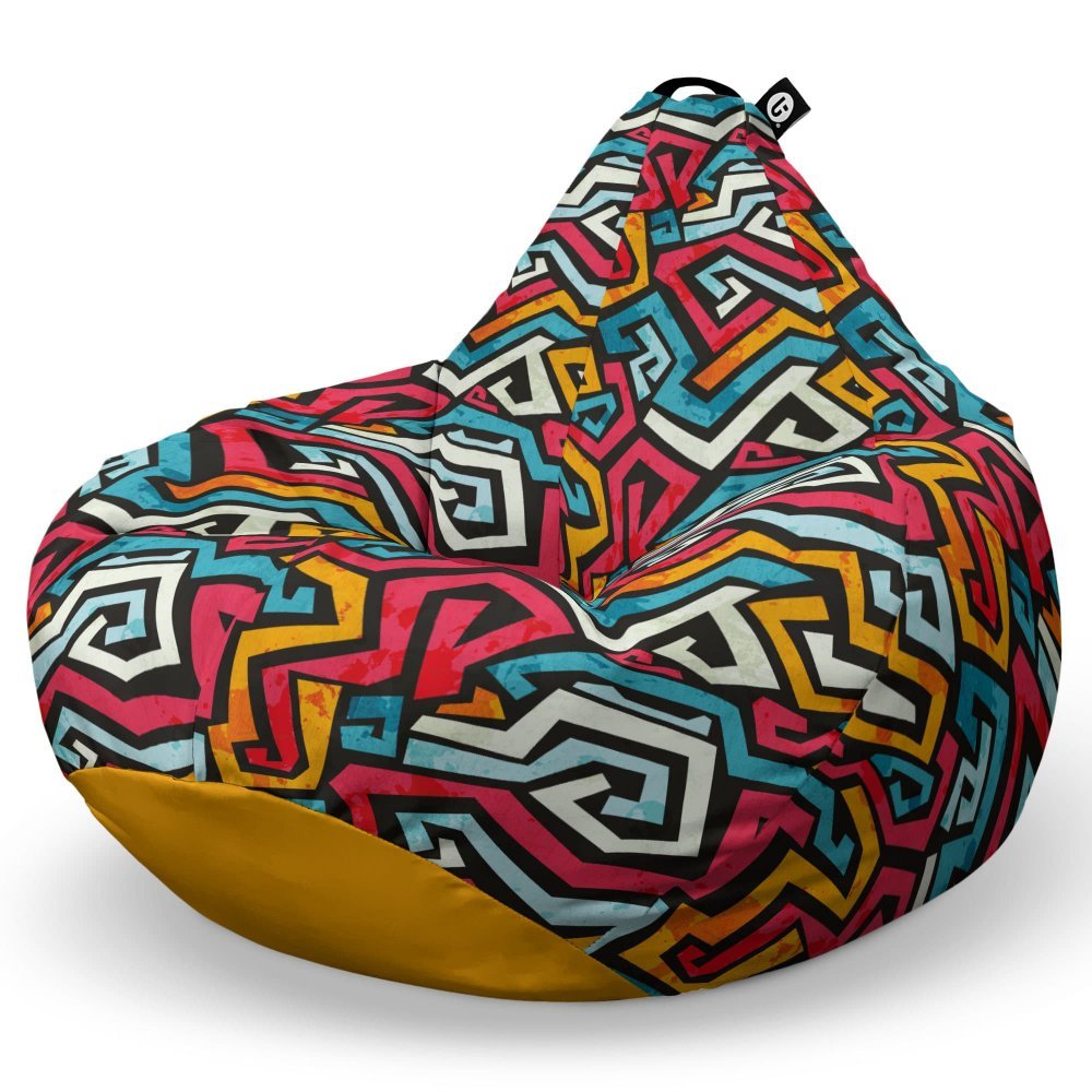Fotoliu Puf Bean Bag tip Para L graffiti linii retro – imaginea 5