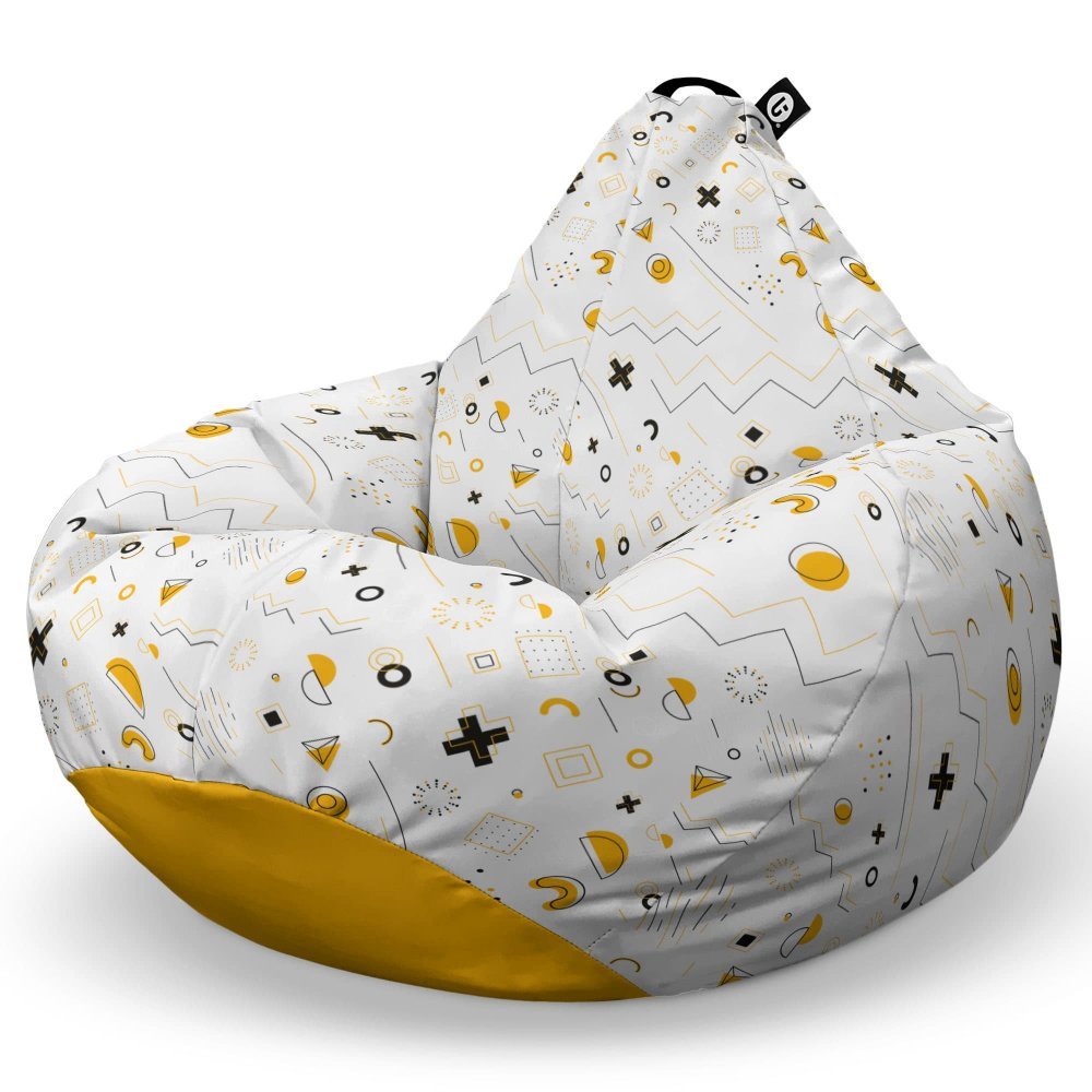Fotoliu Puf Bean Bag tip Para L memphis alb cu galben – imaginea 5