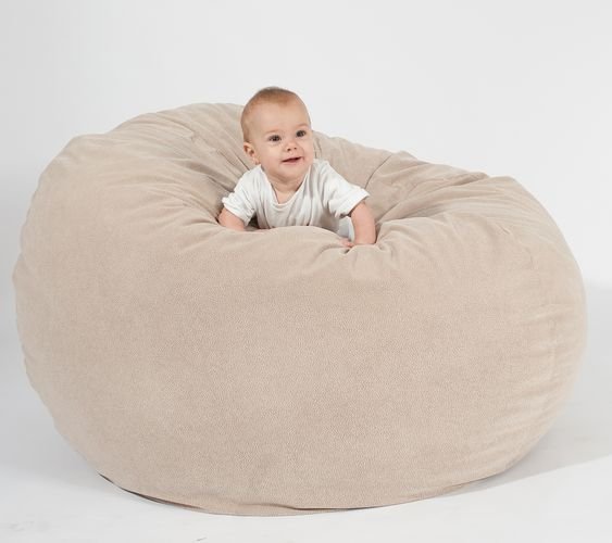 Fotoliu Pufrelax king size beige umplut cu fulgi de burete memory mix