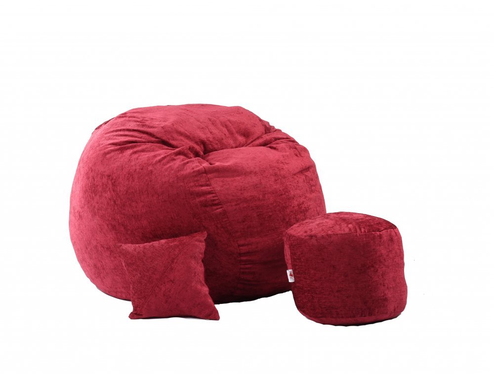 Fotoliu Pufrelax king size otoman si perna decorativa sour cherry umplut cu fulgi de burete memory mix – imaginea 6