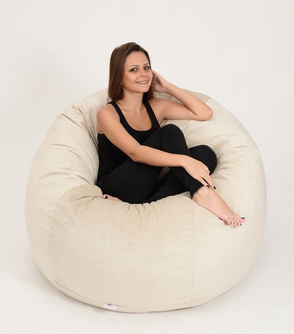 Fotoliu Pufrelax king size beige umplut cu fulgi de burete memory mix – imaginea 6