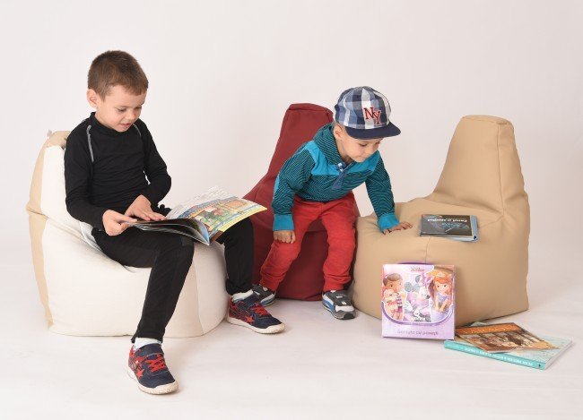 Fotoliu pentru copii 2-8 ani sunlounger junior galben umplut cu perle polistiren marca Pufrelax – imaginea 5