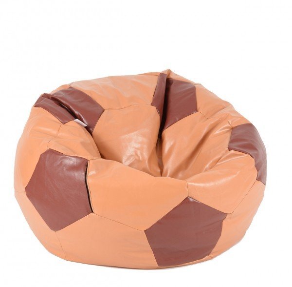 Fotoliu pentru copii 3-10 ani minge telstar junior caramel  chocolate umplut cu perle polistiren  marca Pufrelax – imaginea 4
