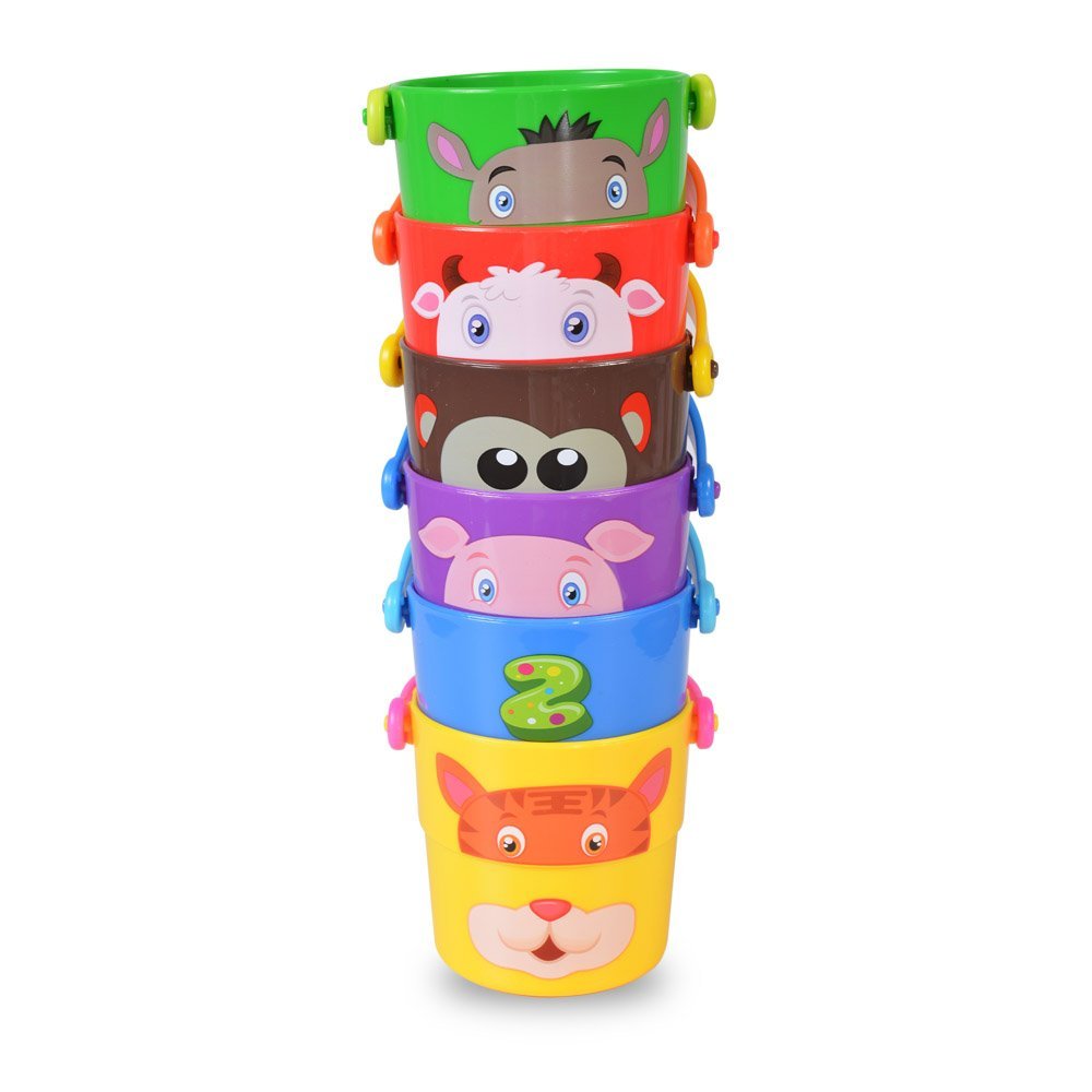 Set 6 galetuse de stivuit si jucarii de baie 2 in 1 Kaichi Zoo – imaginea 6
