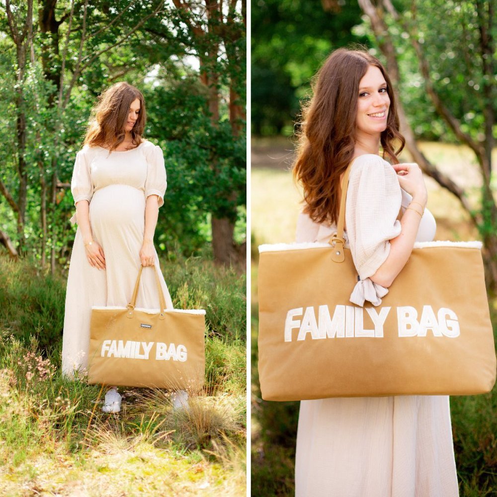 Geanta Childhome Family Bag aspect piele intoarsa bej – imaginea 3