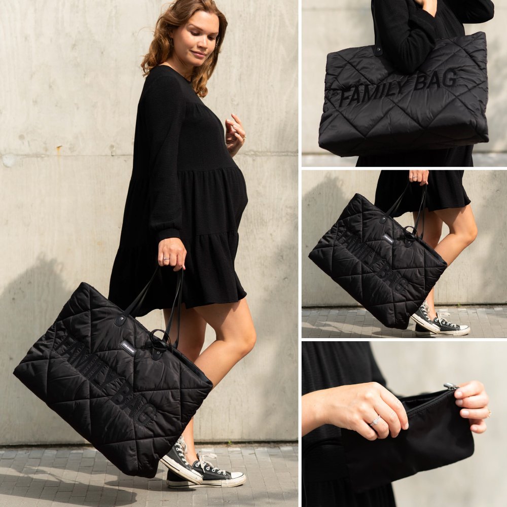 Geanta matlasata Childhome Family Bag negru – imaginea 3