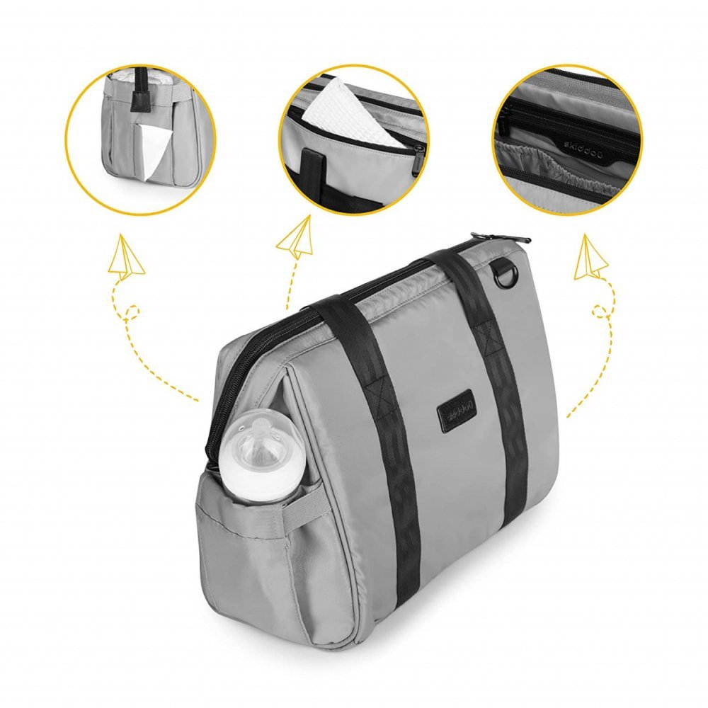 Geanta multifunctionala pentru parinti Skiddou Inger Normandic Dream Gri – imaginea 3