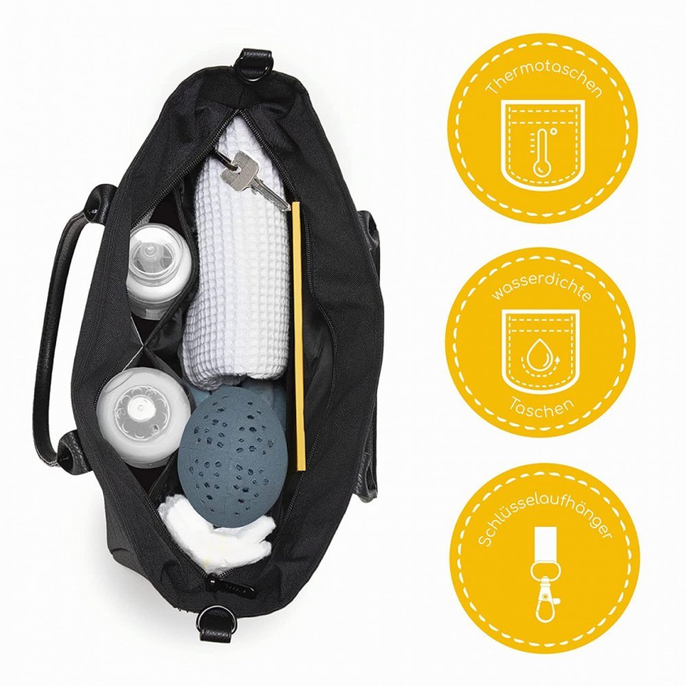 Geanta multifunctionala Skiddou pentru parinti Ingrid Onyx Negru – imaginea 4