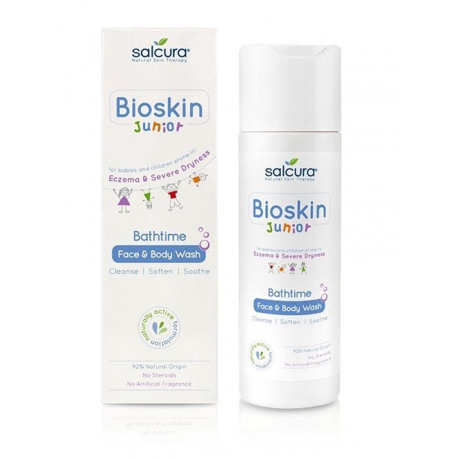 Gel de dus Bioskin Junior fata si corp pt bebelusi si copii piele uscata cu eczeme Salcura 200 ml