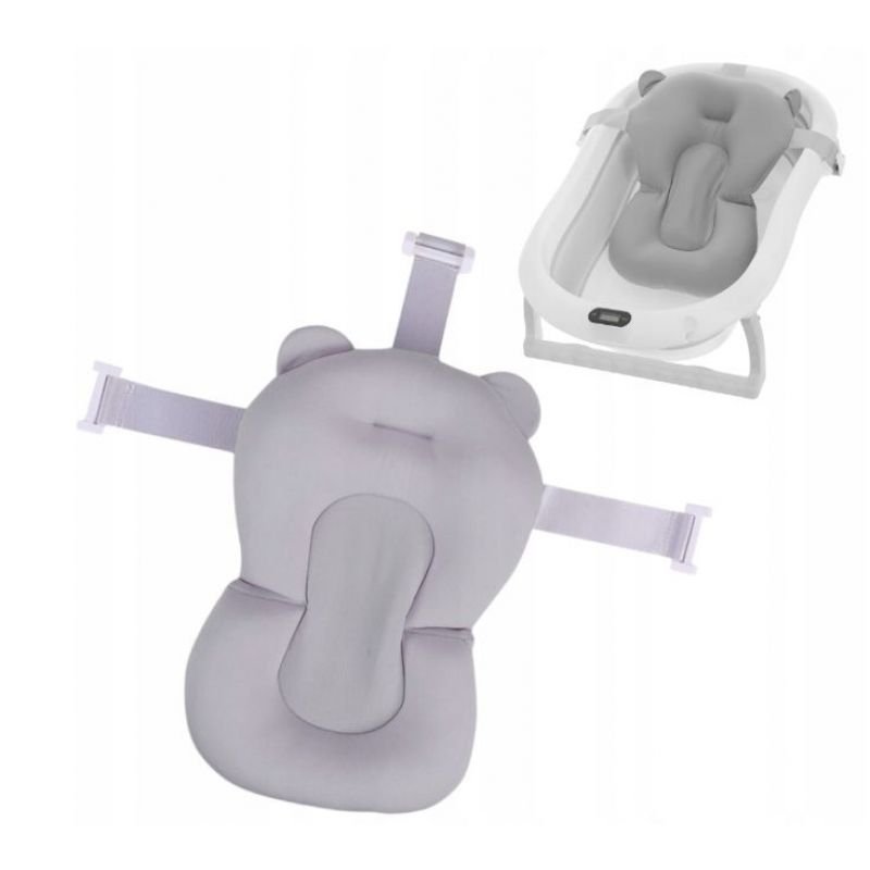 Hamac cadita pentru copii Little Mom Bear Bath cushion Grey design ergonomic cu centuri de fixare, compatibilitate universala, dimensiune, 47 x 34 x 6 cm – imaginea 7