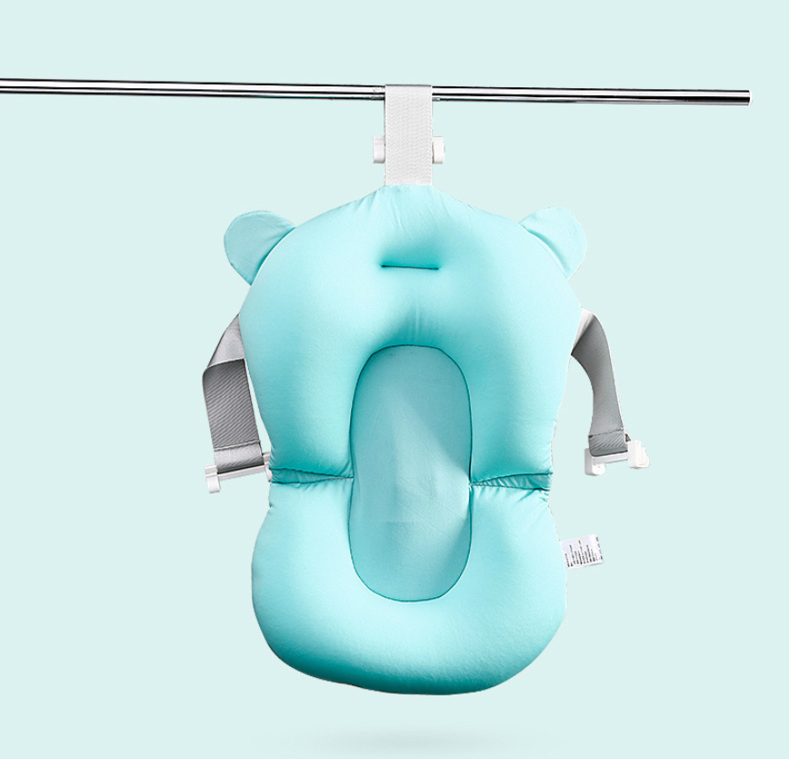 Hamac cadita pentru copii Little Mom Bear Bath cushion Mint design ergonomic cu centuri de fixare, compatibilitate universala, dimensiune, 47 x 34 x 6 cm – imaginea 6
