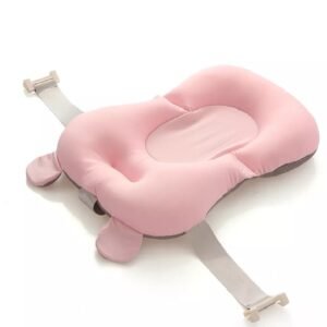 Hamac cadita pentru copii Little Mom Bear Bath cushion Pink design ergonomic cu centuri de fixare, compatibilitate universala, dimensiune, 47 x 34 x 6 cm