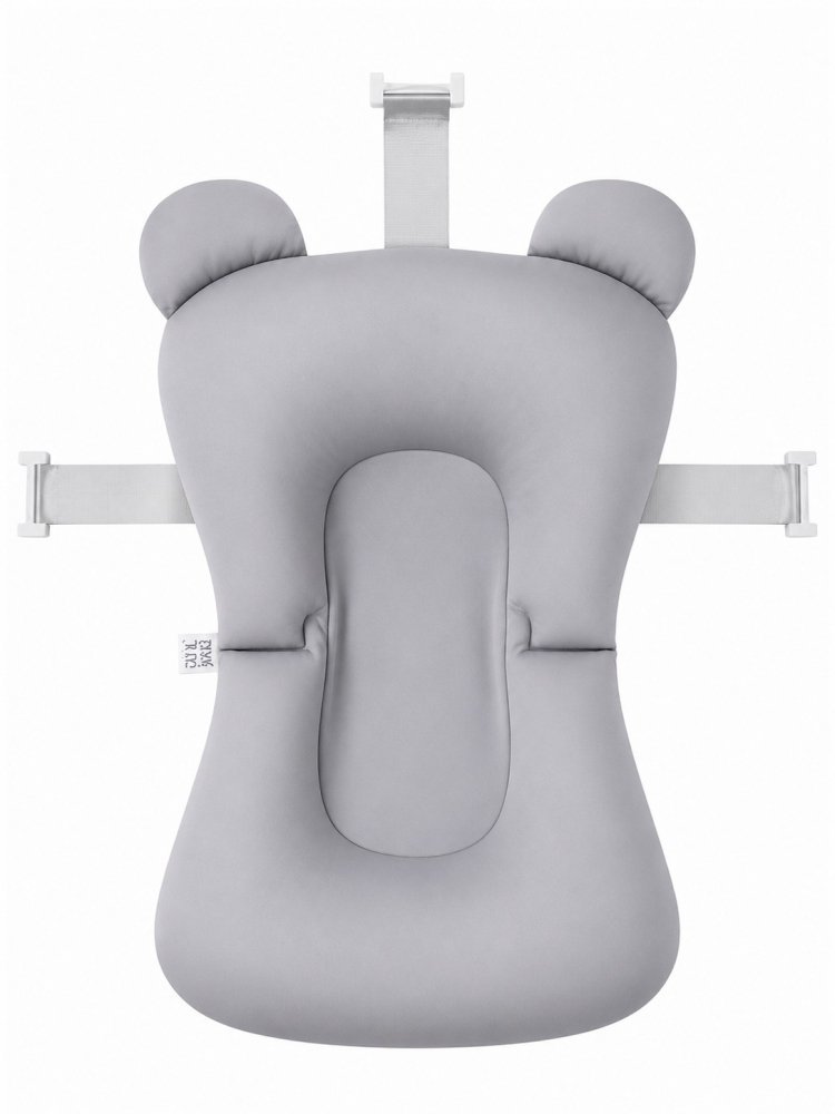 Hamac cadita pentru copii Little Mom Bear Bath cushion Grey design ergonomic cu centuri de fixare, compatibilitate universala, dimensiune, 47 x 34 x 6 cm – imaginea 8
