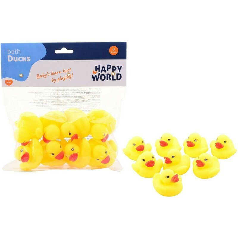 Set 8 ratuste de baie din cauciuc Happy World Galben – imaginea 2