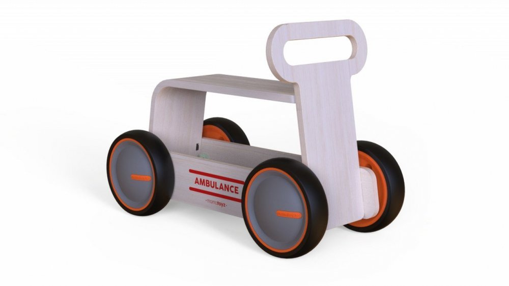 Ride-On copii din lemn MamaToyz 3 in 1 Ambulanta DriveMe Wood masinuta ride-on, premergator si carucior de jucarii, recomandat copiilor de la 10 luni, roti silentioase cu viteza reglabila in functie de varsta copilului – imaginea 3