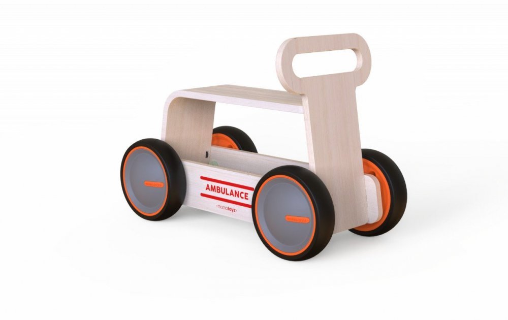 Ride-On copii din lemn MamaToyz 3 in 1 Ambulanta DriveMe Wood masinuta ride-on, premergator si carucior de jucarii, recomandat copiilor de la 10 luni, roti silentioase cu viteza reglabila in functie de varsta copilului – imaginea 5