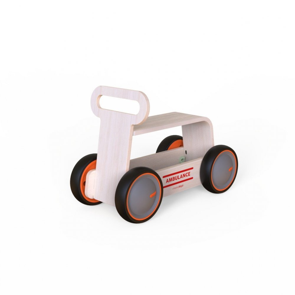 Ride-On copii din lemn MamaToyz 3 in 1 Ambulanta DriveMe Wood masinuta ride-on, premergator si carucior de jucarii, recomandat copiilor de la 10 luni, roti silentioase cu viteza reglabila in functie de varsta copilului – imaginea 6