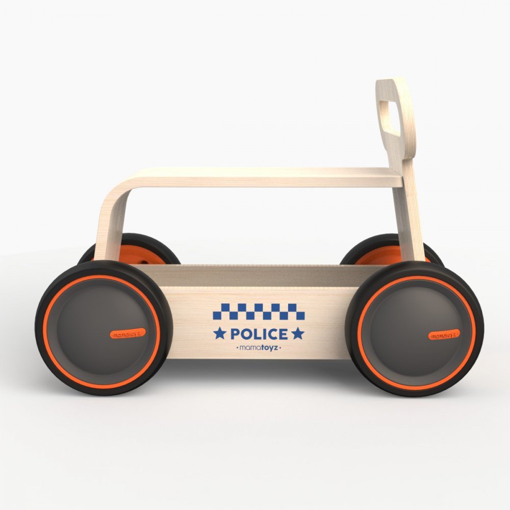 Ride-On copii din lemn MamaToyz 3 in 1 Politie DriveMe Wood masinuta ride-on, premergator si carucior de jucarii, recomandat copiilor de la 10 luni, roti silentioase cu viteza reglabila in functie de varsta copilului – imaginea 2