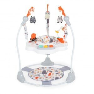 Jumper pentru copii Moni  Magic fun Orange cu scaun rotativ 360,inaltime reglabila pe 3 nivele,panou interactiv cu butoane muzicale,jucarii din plus,recomandat de la 6luni si maxim 12 kg