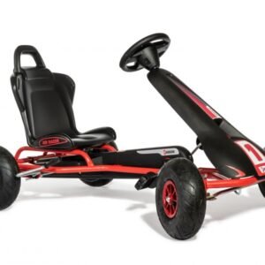 Kart AR8R Air Racer, rosu, scaun ajustabil, functie free-wheel, roti pneumatice cu rulmenti, frana de mana, volan cu sunete, 111 X 72 X h66 cm